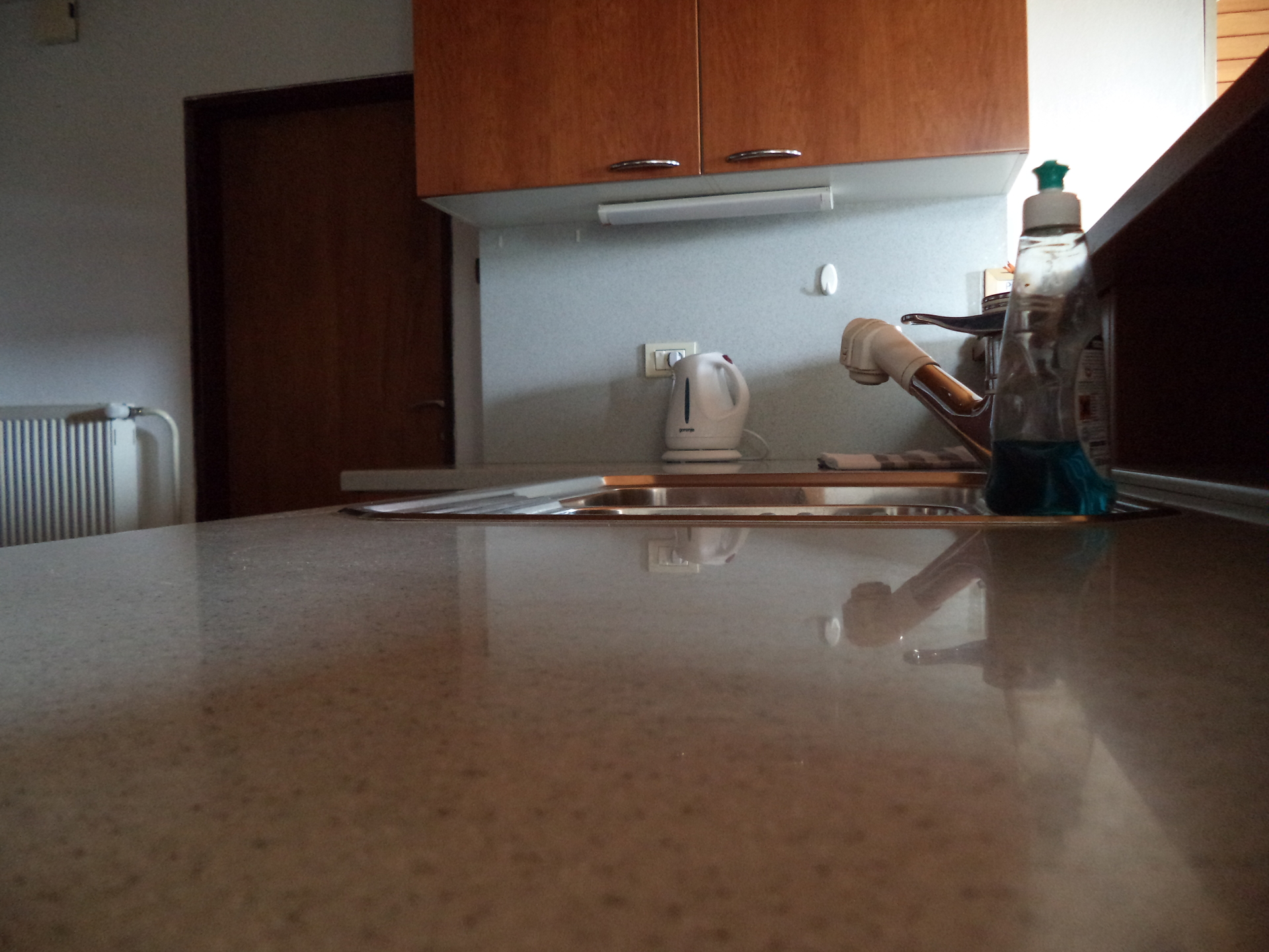 The kitchen sink in the grand apartment.